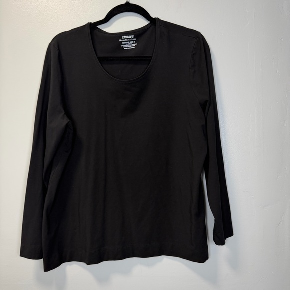 Chico's The Ultimate Tee Black Long Sleeve Shirt Cotton Women's Size XL - Picture 3 of 7